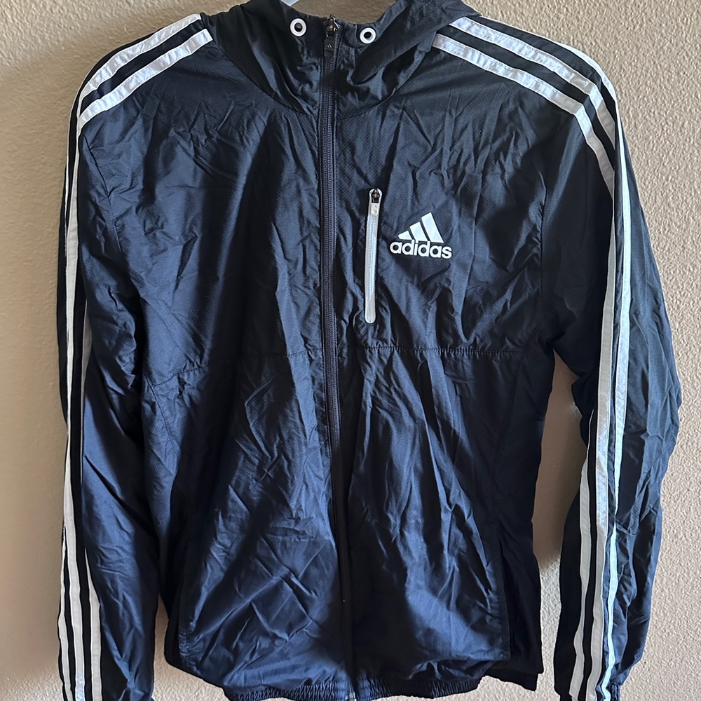 Adidas Black Jacket with White Stripes